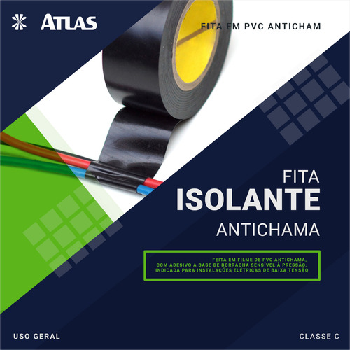 Fita Isolante 5 Metros Anti-chamas - Atlas Kit 2und