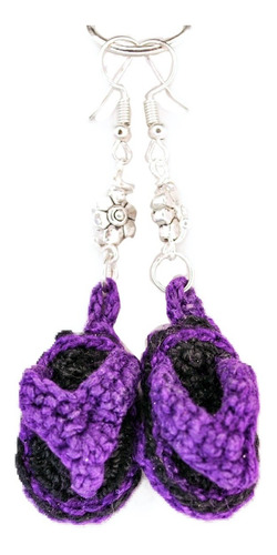 Arete Tejido Chancla Playera Color Violeta