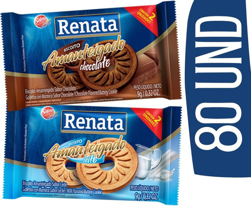 Biscoitos Amanteigados Rosquinha Sortidos Sache Renata 80 Un