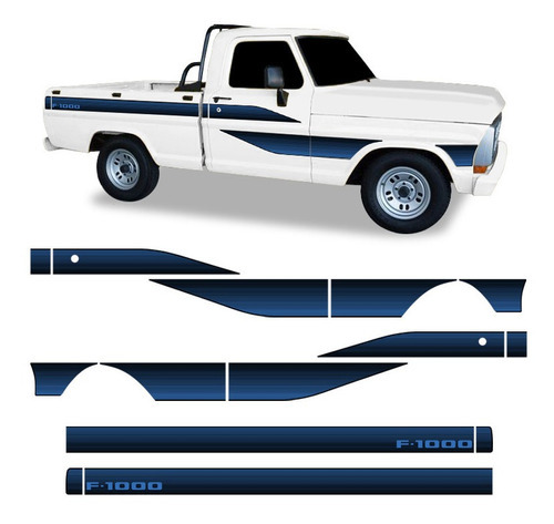 Faixa Para F-1000 1987 1988 1989 1990 pack Adesivo Azul Lateral Cabine Simples Sportinox