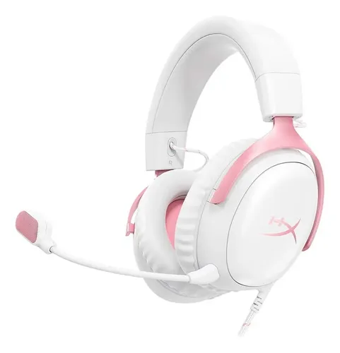 Fones de ouvido Hyperx Cloud Iii Gamer brancos e rosa