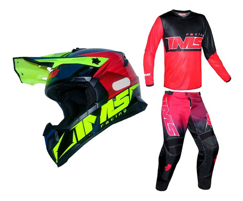 Capacete Ims Extreme Azul/vermelho + Conjunto Army Promoção