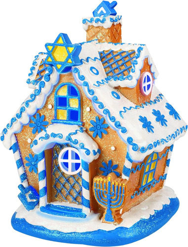 Decoración Para Hanukkah Casa De Jengibre, Blanco Y Azul