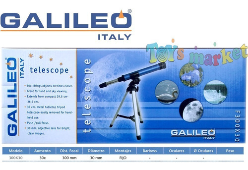 Telescopio Galileo Italy F300 X30 Refractor Con Tripode