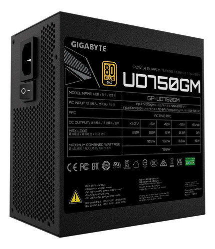 Fuente Gigabyte 750w 80 Plus Gold Modular Certificada