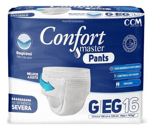 Kit 4 Fraldas Geriátricas Confort Master Pants Jumb G/xg 16u