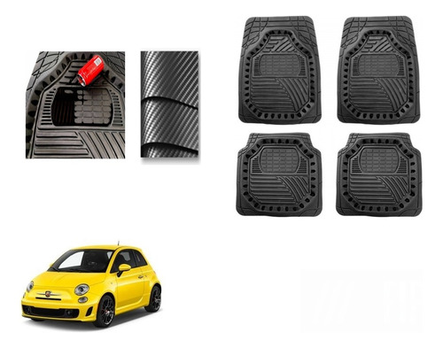 Tapetes Carbono 3d Grueso Fiat 500 Abarth 2012 A 2020
