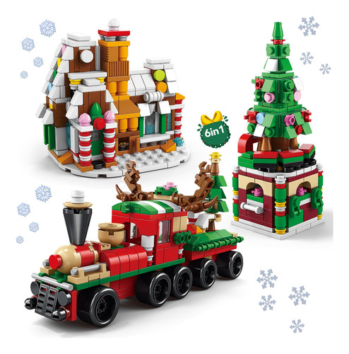 Set Construcción 6en1 Navidad 2023 Lego Árbol Tren Casa Jeng