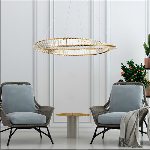 Pendente Inis Dourado Bella Led 72w Dw012s Cristal 80cm 110v/220v