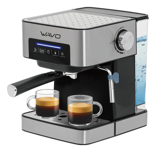 Cafetera Express Espumador 20 Bar 900w Tanque 1.6l Wavo 088 Plateado