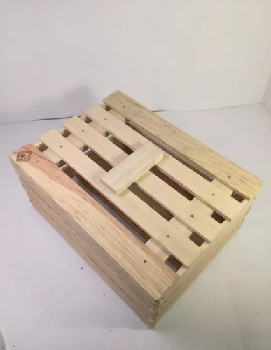 Pack De 6 Huacales Chicos De Madera Con Tapa Acabado Fino