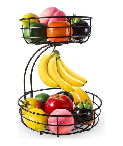 Cesta Frutero 2 Niveles Y Percha Para Banana 38cm Alto (002)