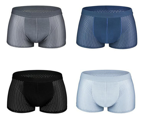 Calzoncillos De Malla Transpirable For Hombre, 4 Piezas/caja