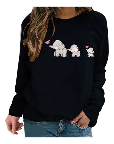 Sudadera De Manga Larga Estampada Para Mujer, Camiseta Easy