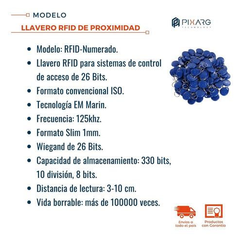 Llavero Rfid De Proximidad Control De Acceso 125khz X50