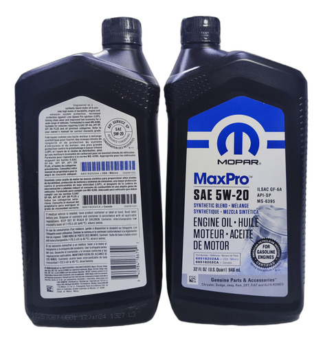 Aceite Motor 5w20 Grand Cherokee 2011 2012 2013 2014 2015 20