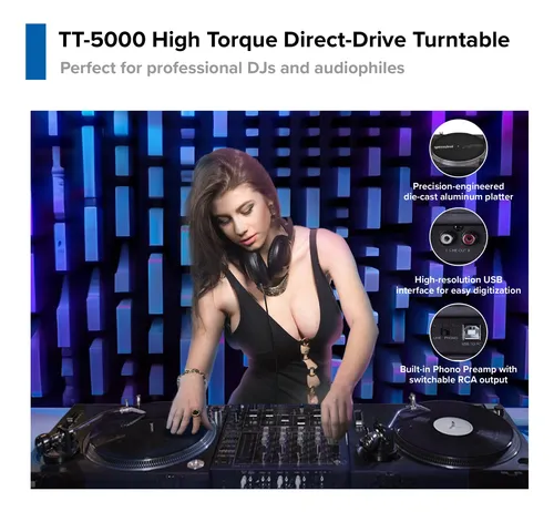 Tocadiscos De Accionamiento Directo Usb Con Preamplificador