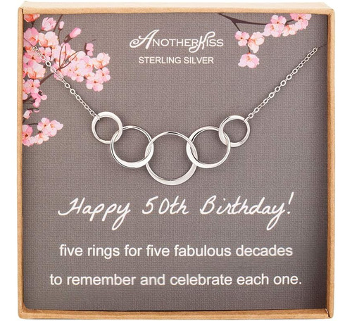 Anotherkiss 50th Birthday Gifts For Women, Sterling Silver 5
