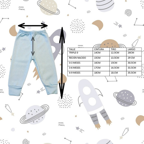 Imagen 3 de 3 de Pantalon Bebe Interlock Liso Desagujado Con Puño 100% Algod