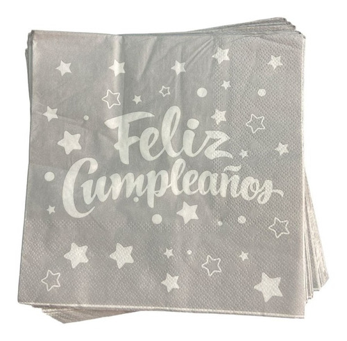 Pack 20 Servilletas Decoracion De Cumpleaños Servilleta Gris