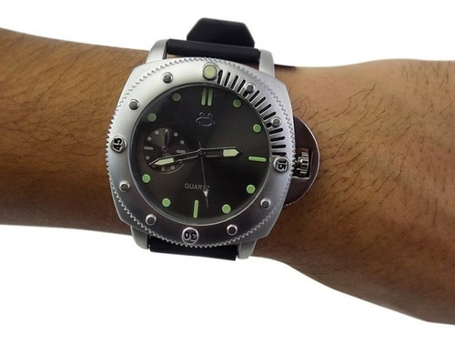 Relógio Masculino Prateado C/ Pulseira De Couro Original