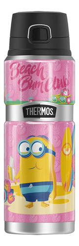 Botella Bebida Acero Inoxidable Diseño Minions Playa Rosa