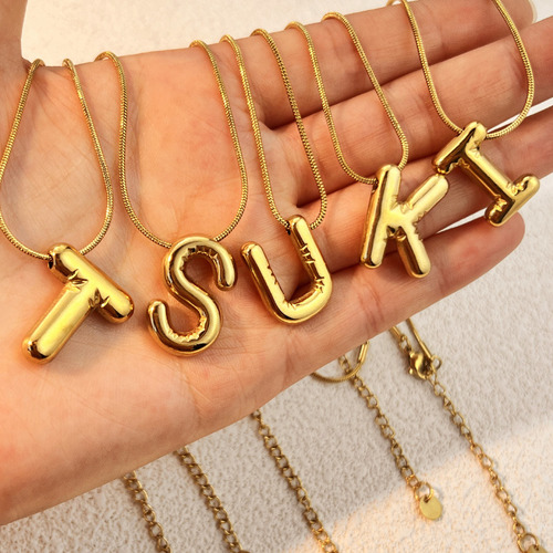 Collar Con Colgante De Letra De Acero Inoxidable