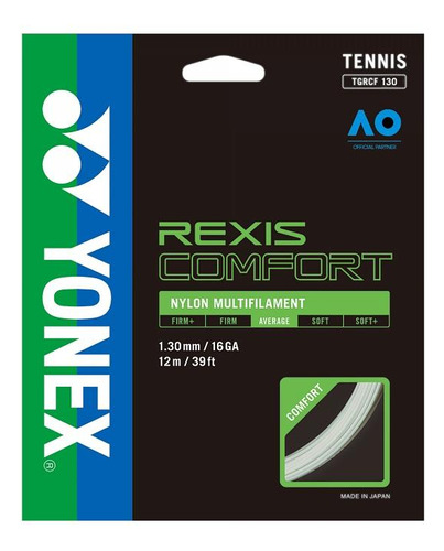 Cuerda De Tenis Yonex Rexis Confort 16l/1.30mm Blanca 12 Mts