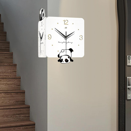 A Reloj De Pared De Esquina, Arte De Pared, Panda De Dibujos