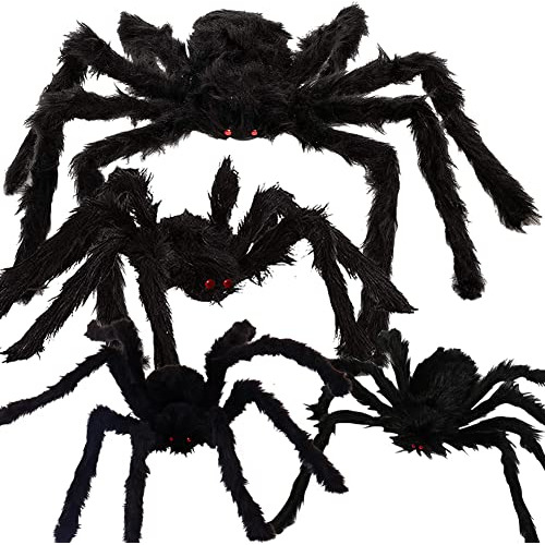 Conjunto De 4 Arañas Peludas De Halloween, Adornos Rea...