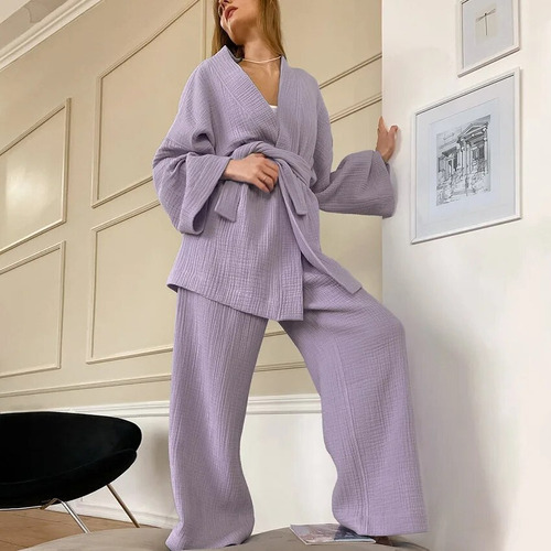 Camisón De Algodón Para Mujer, Conjunto De Pijama Acampanado