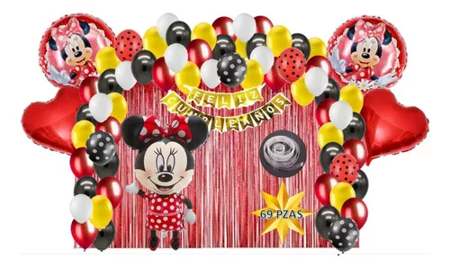 Kit Decoracion Fiesta Cumpleaños Globos Minnie Mouse 69 Pzs