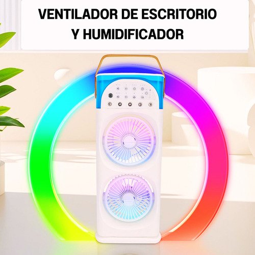 Ventilador De Escritorio 2 Niveles Oscilatorio Con Humidificador Luz Led Potente 3 Niveles Marca Leiej Abanico