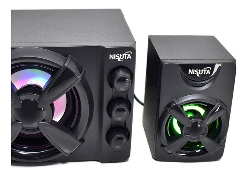 Imagen 4 de 5 de Home Theatre Gamer 2.1 Pc Tv 15w Nisuta Subwoofer Pc 13w Rgb