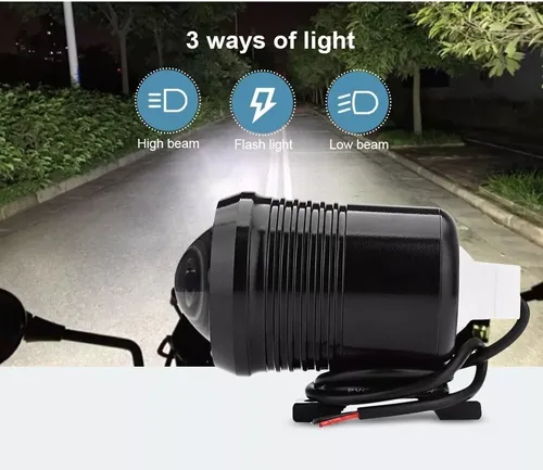 Juego 2 Faros Proyector Lupa Cree Led Auxiliar U2 + Tecla Sw