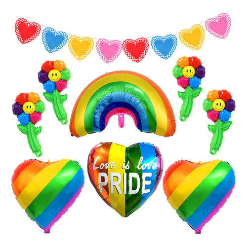 Combo Globos Lgbtq Pride Love Multicolor Deco Pack Fiesta Colorido Lgbtq