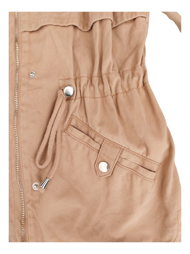 Campera Trench Piloto H&m Vison Nude Xs Capucha Bolsillos (Usado)