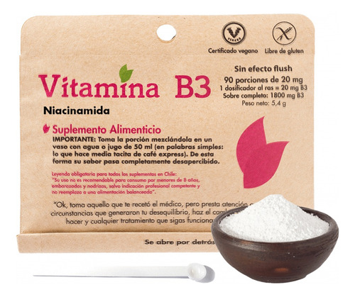  Vitamina B3 De 20mg 90 Porciones Con Dosificador