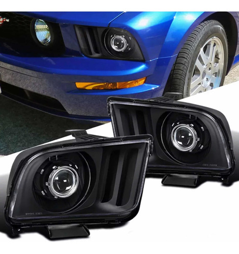 Faros De Ford Mustang Proyector Negro 2005-2009