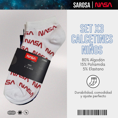 Set Calcetines Nasa Tines Estampados Pack X3 Mujer Hombre
