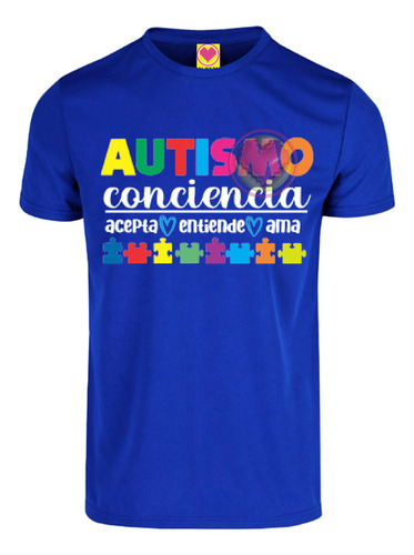 Playera Concienciación Autismo Acepta, Entiende Azul Unisex