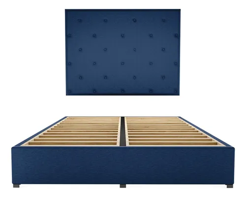 comprar Cama Recamara - Base Box Cabecera Toscana Azul Matrimonial