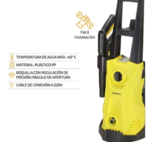 Imagen 4 de 10 de Hidrolavadora Eléctrica Femmto 120bar 1800w 1750psi