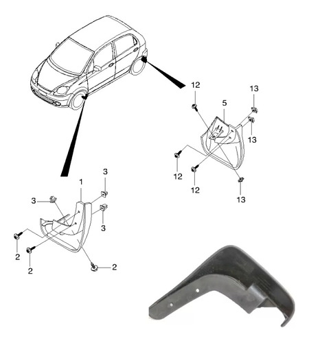 Chapaleta Delantera Derecho Gm Chevrolet Spark 