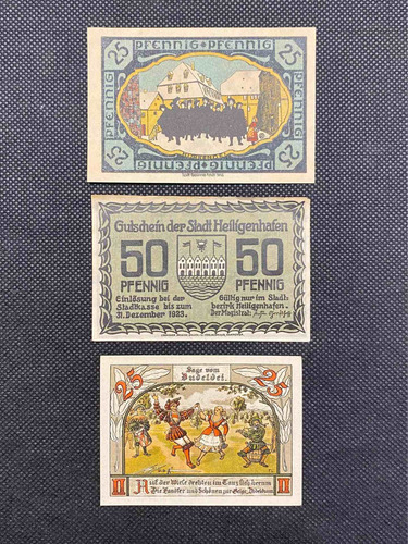 Imagen 2 de 4 de Lote Notgelds Alemanes - Billetes Emergencia X 3 - Pack C