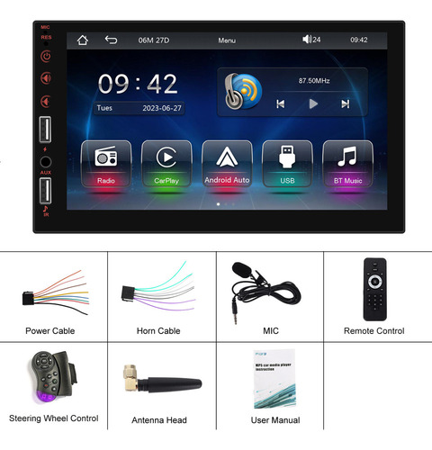 Reproductor Mp5 Estéreo Para Coche, 1 Din, 7 Pulgadas, Inalá