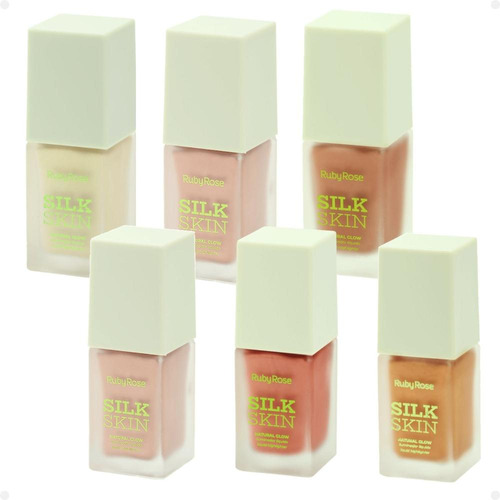 Ruby Rose Silk Skin Natural Glow: 06 Iluminadores Líquidos