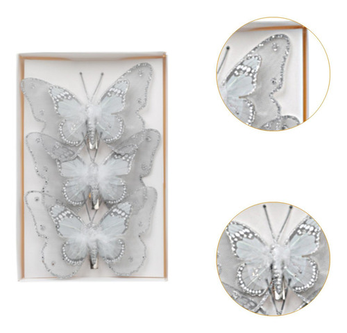 3 Piezas De Adornos De Mariposas Para De Navidad Con Clip
