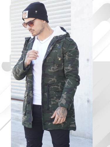 Parka Hombre Camuflada  Con Corderito 