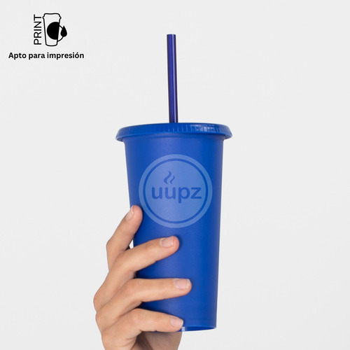 10 Vasos Reusables Tipo Star 20 Oz Con Tapa Plana Color Azul